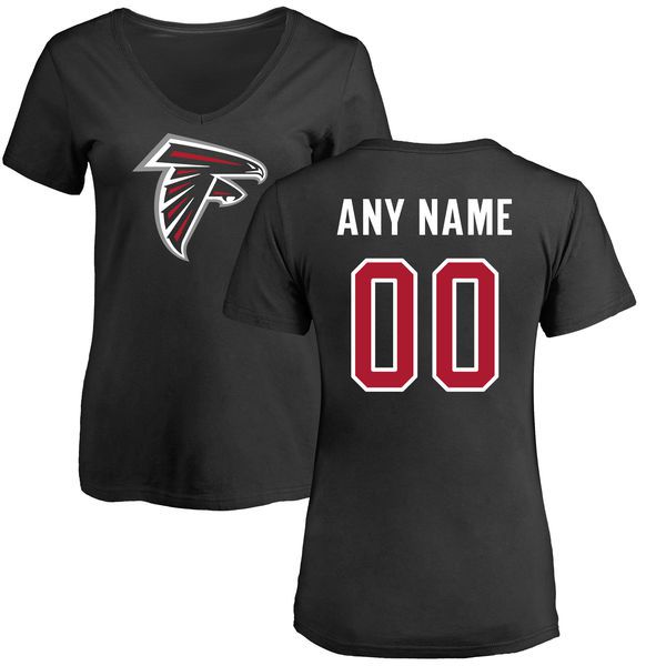 Women Atlanta Falcons NFL Pro Line Black Any Name and Number Logo Custom Slim Fit T-Shirt->nfl t-shirts->Sports Accessory